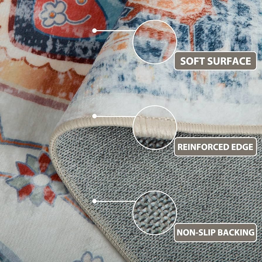 未使用保管品　the Apartment blue Lottery Rug Amazon.com: RELEANY Area Rugs 5'x7' Washable Non-Slip